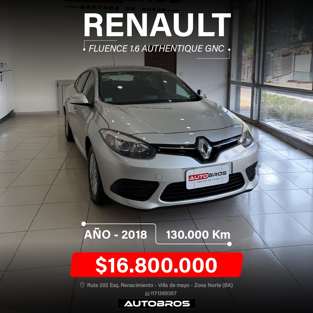 RENAULT FLUENCE 1.6 AUTHENTIQUE GNC